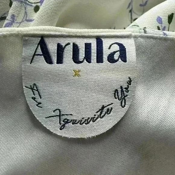 Arula Womens X (10/12) Baby Doll Floral Dress Zip Back Key Hole Short Sleeves - Picture 7 of 10